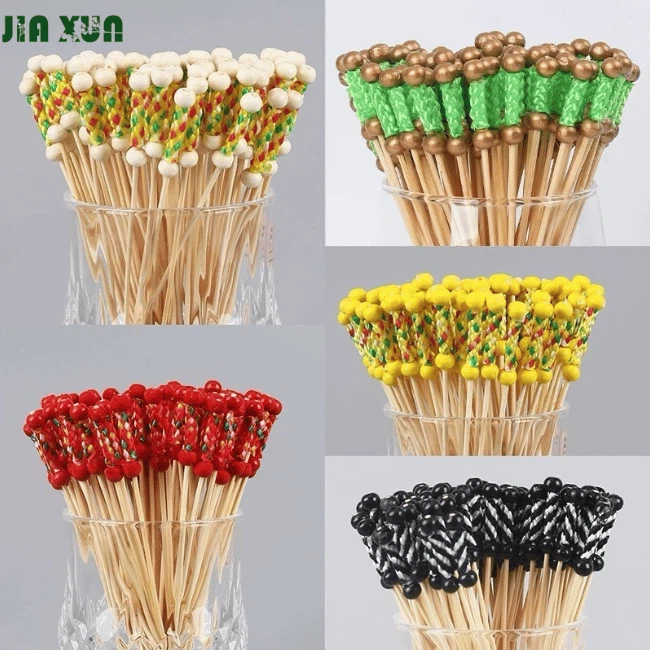 Wholesale assorted colorful beaded bamboo cocktail toothpicks collection for catering
